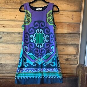 Vibrant Sleeveless Geometric Mini Dress